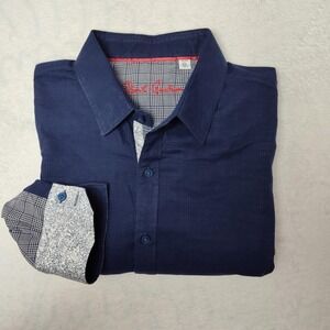 Robert Graham Navy Button-Down Shirt with Contrast Trim